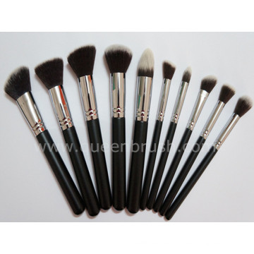 Negro cepillos de maquillaje OEM 10PCS sintético cepillo cosmético conjunto